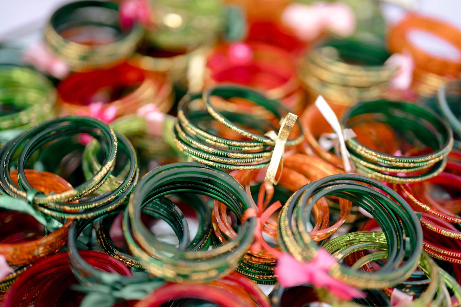Colorful traditional South Asian wedding bangles